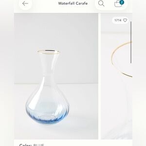 NEW Anthropologie waterfall carafe in blue